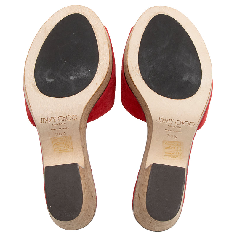 Jimmy Choo Suede Deedee Platform Sandals - Size 8.5 / 38.5 (SHF-22190)