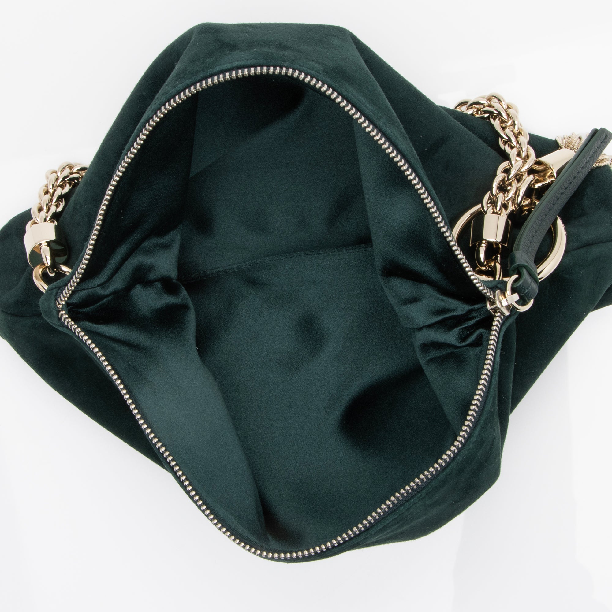 Jimmy Choo Suede Shimmer Callie Chain Clutch (SHF-23649)