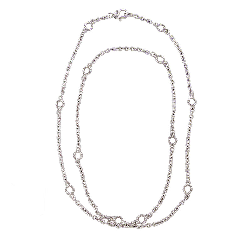 Judith Ripka Sterling Silver Circle Link Necklace (SHF-18494)
