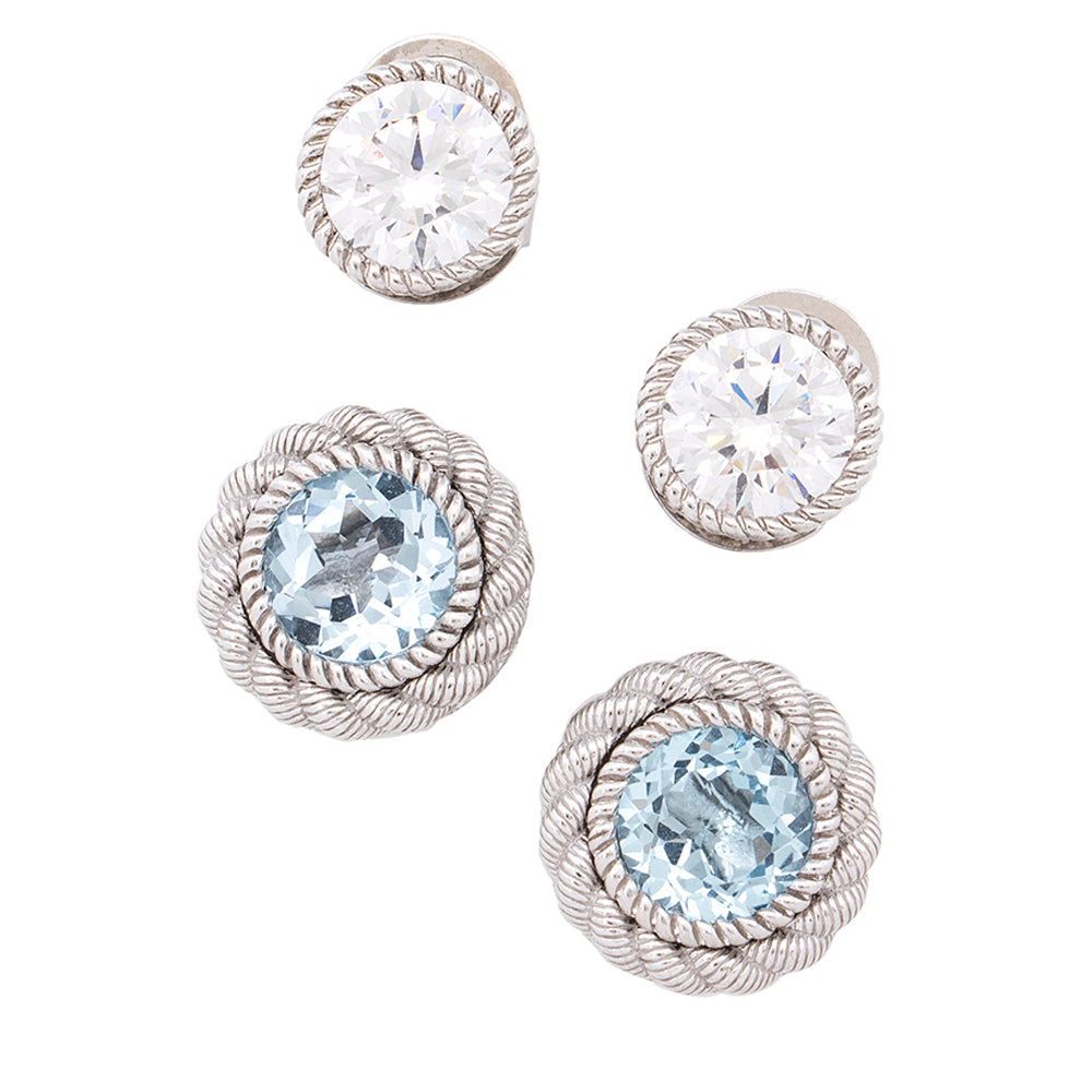 Judith Ripka Sterling Silver Sterling Collection Set Earrings (SHF-19597)