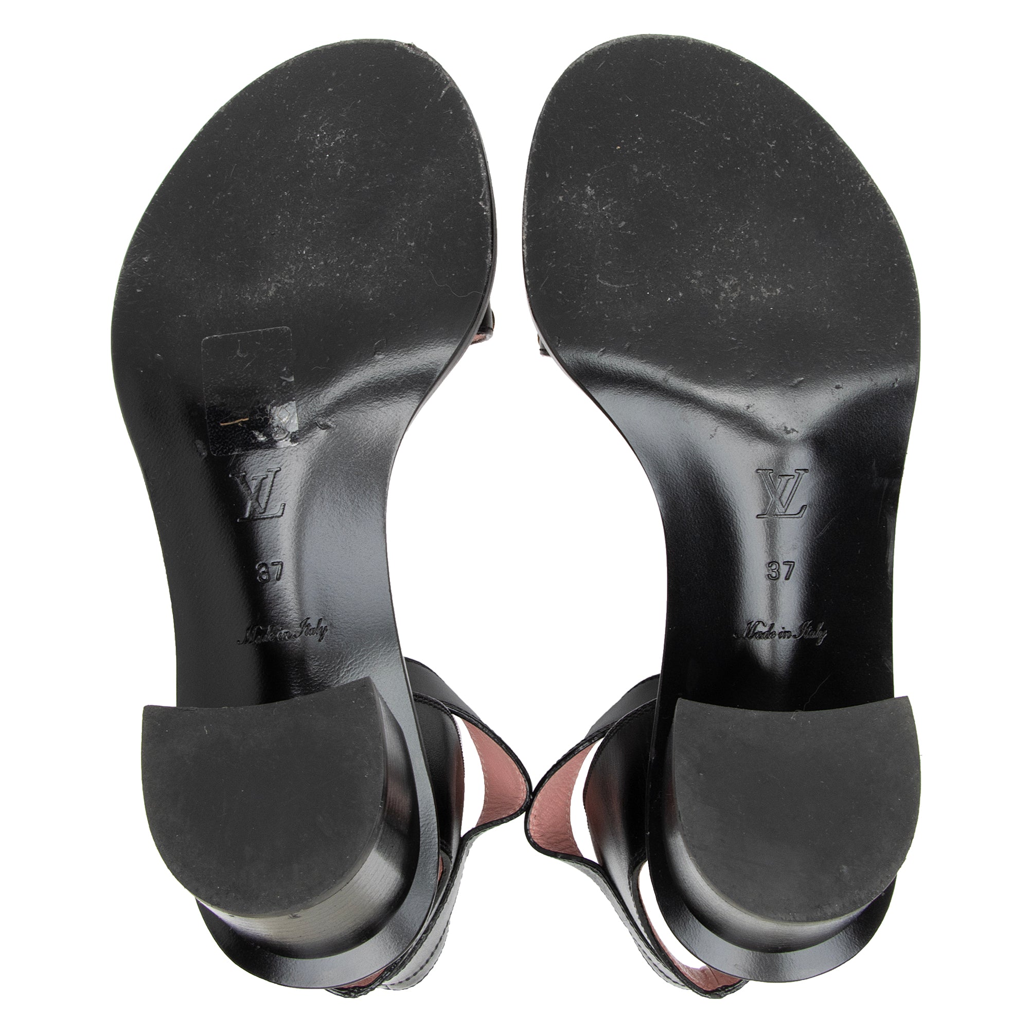 Louis Vuitton Calfskin Monogram Canvas Passenger Sandals - Size 7 / 37 (SHF-RndsyE)