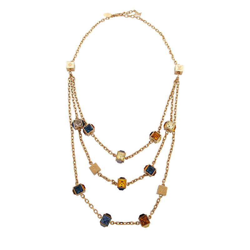Louis Vuitton Crystal Multistrand Gamble Necklace (SHF-18854)