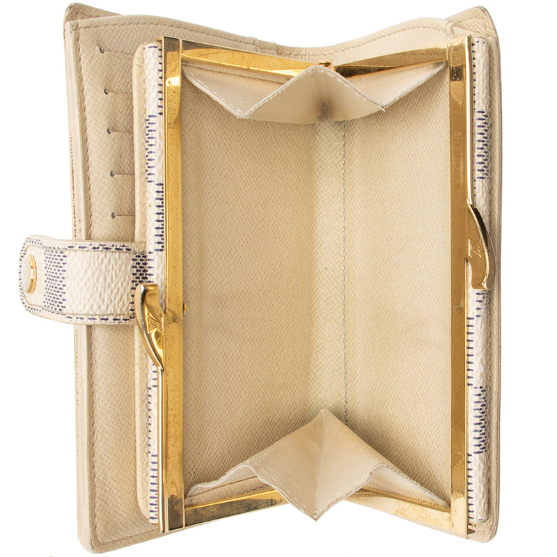 LOUIS VUITTON Authentic Men's Damier Long Folded Wallet V White Yellow  Leather
