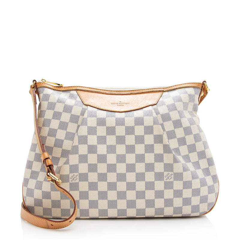100% Authentic Louis Vuitton Siracusa PM White Damier Azur Crossbody Bag