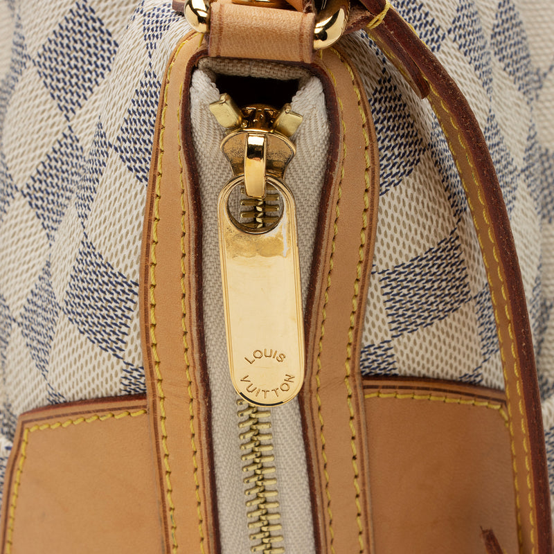 Louis Vuitton Siracusa PM Crossbody Damier Azur Leather Purse Handbag Zip  White