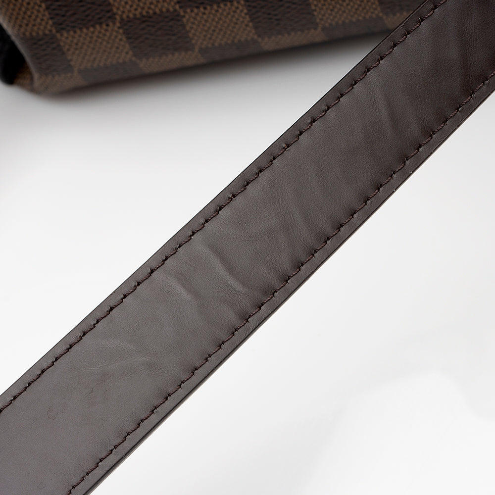 Louis Vuitton Damier Ebene Cuir Taurillon Normandy Satchel (SHF-21186)