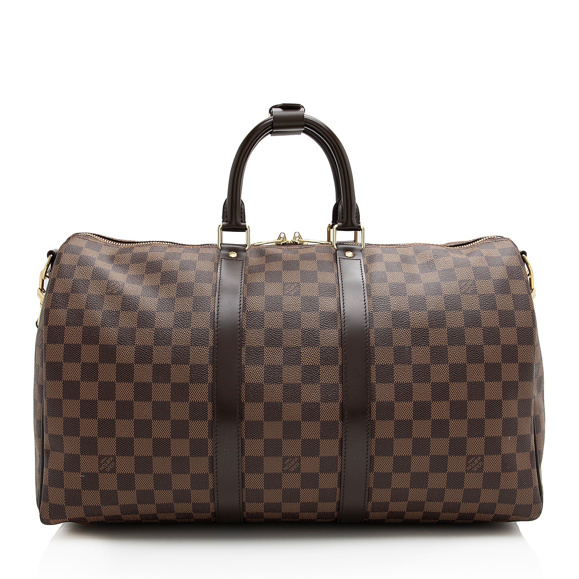 louis vuitton men's damier duffle luggage travel bag Louis Vuitton Damier Ebene Keepall Bandouliere 45 Duffel Bag (SHF-2279