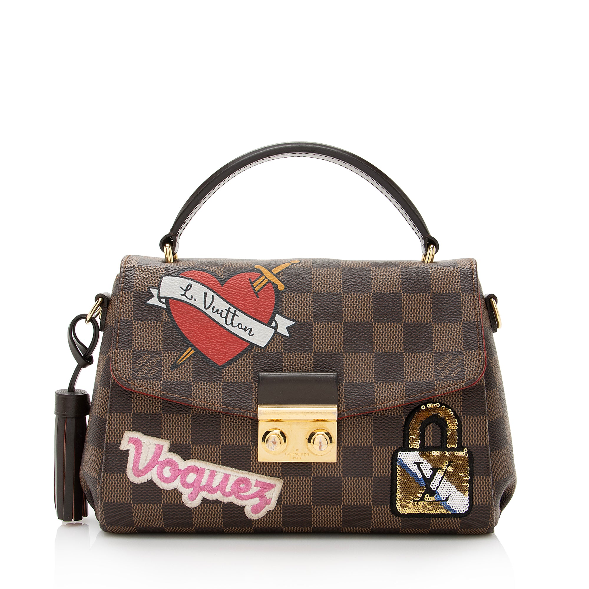 Louis Vuitton Limited Edition Damier Ebene Patches Croisette Shoulder Bag (SHF-22655)