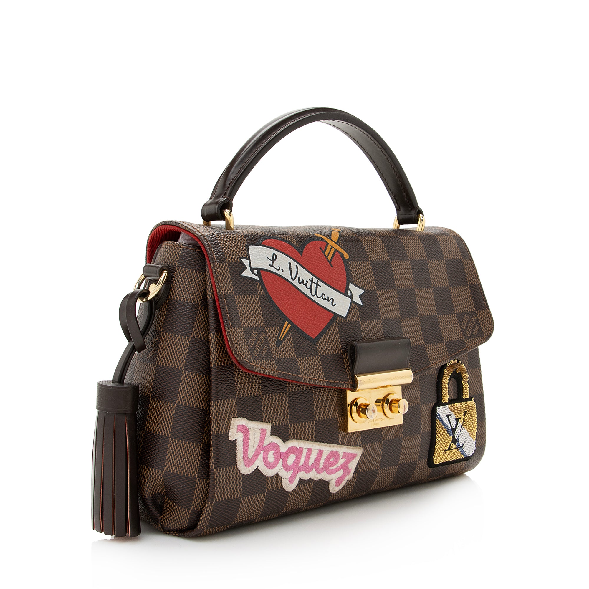 Louis Vuitton Limited Edition Damier Ebene Patches Croisette Shoulder Bag (SHF-22655)