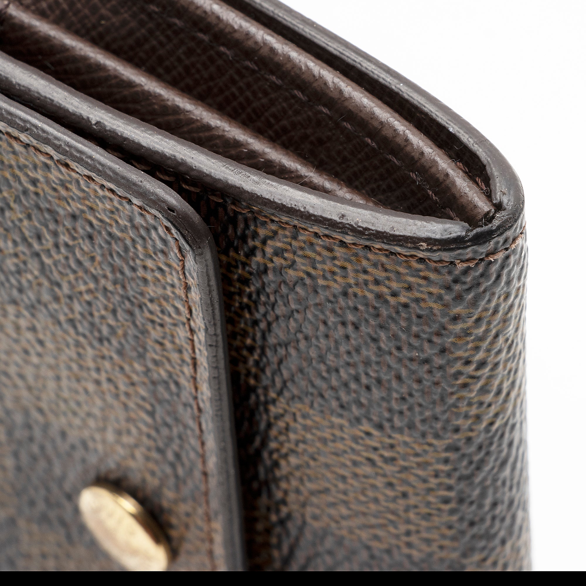 Louis Vuitton Damier Ebene Porte Monnaie Plat Coin Purse (SHF-22251)