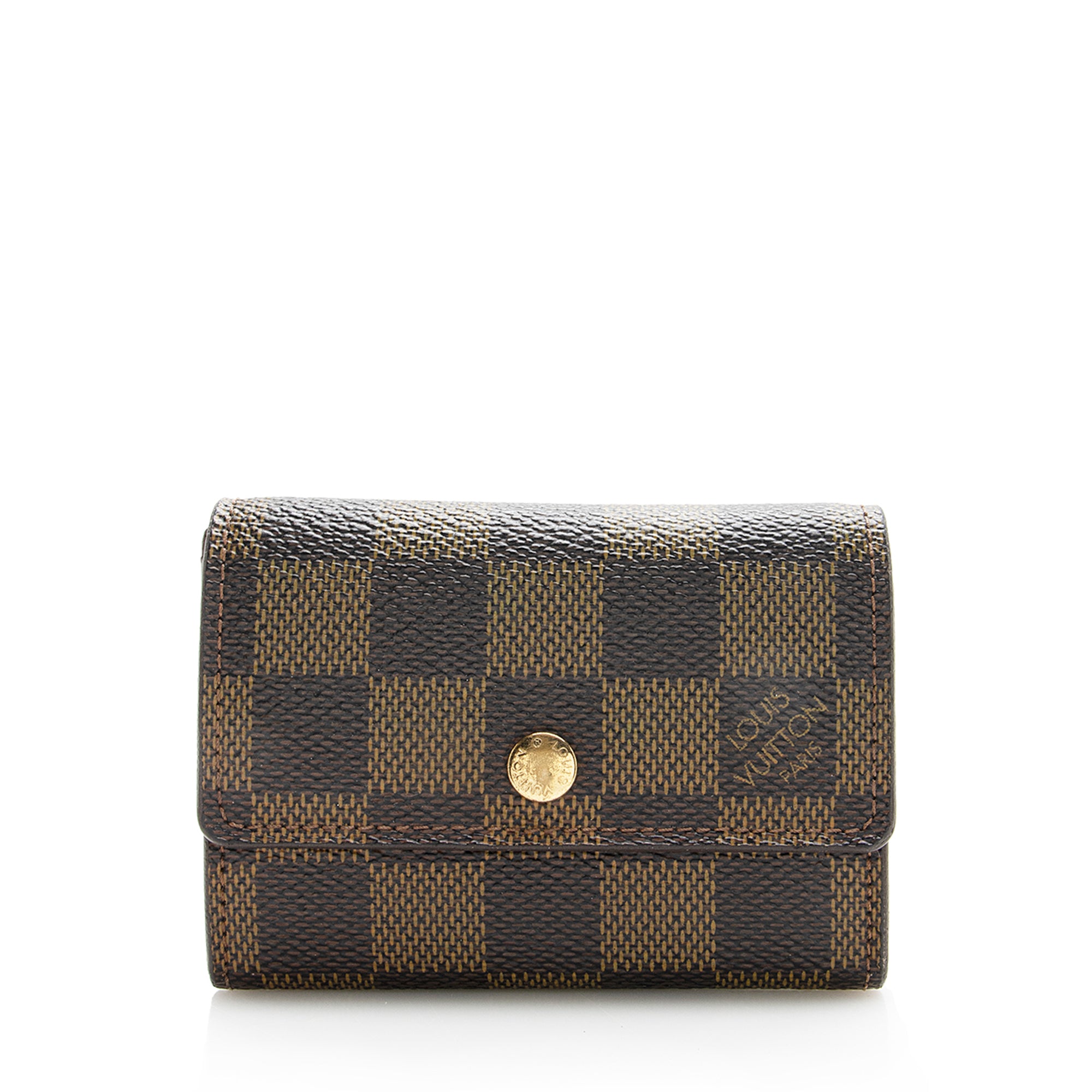 Louis Vuitton Damier Ebene Porte Monnaie Plat Coin Purse (SHF-22251)