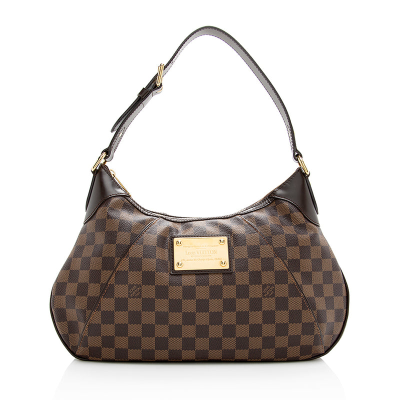 louis vuitton bag in ebene damier canvas and brown leather