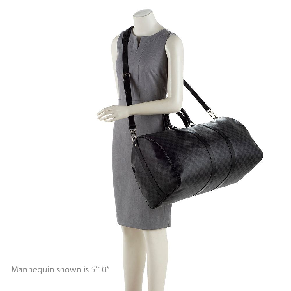 Louis Vuitton Damier Graphite Keepall Bandouliere 55 Duffel Bag (SHF-18775)