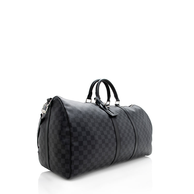 Louis Vuitton Damier Graphite Keepall Bandouliere 55 Duffel Bag (SHF-18775)