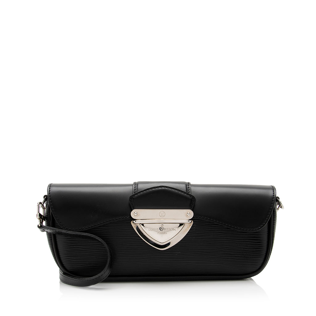 Louis Vuitton Montaigne Epi Leather Clutch Bag Black