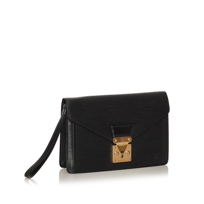 SOLD - Louis Vuitton Black Epi Leather Sellier Dragonne Clutch