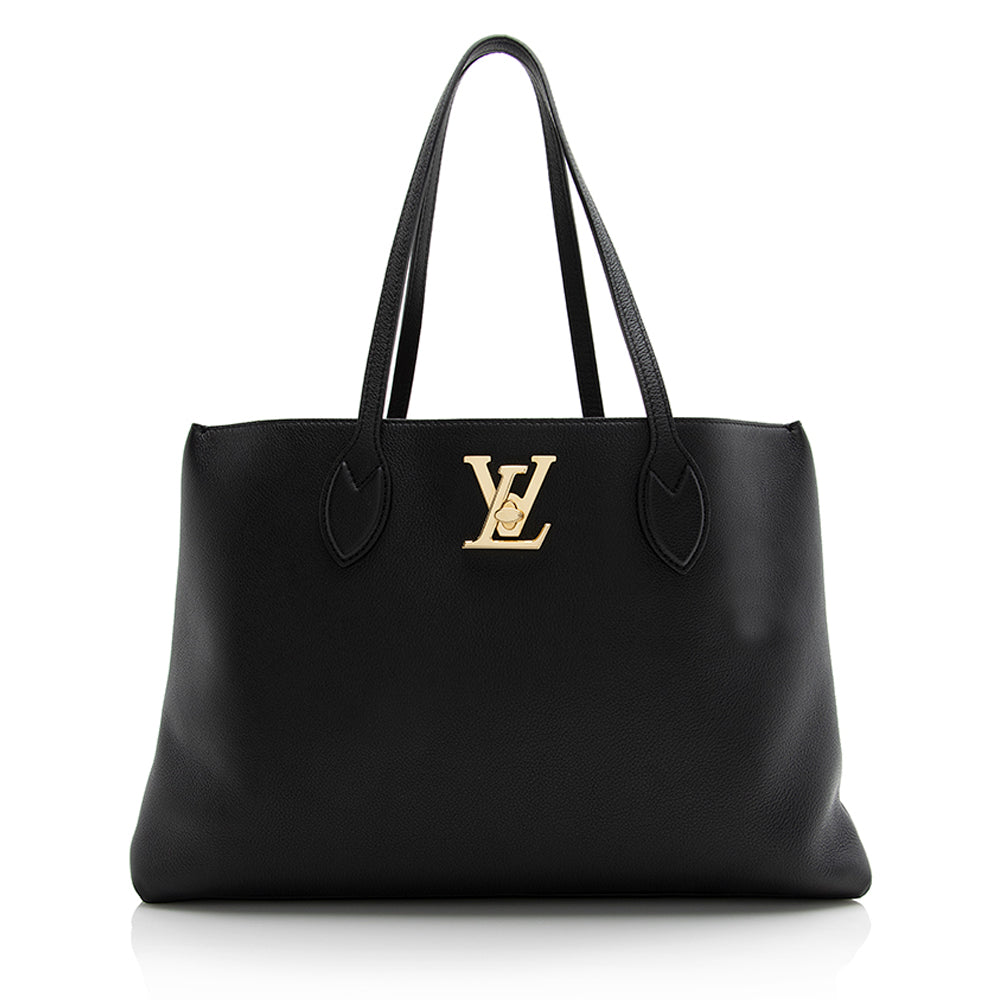 Louis Vuitton Grained Calfskin Lockme Shopper Tote (SHF-21964)