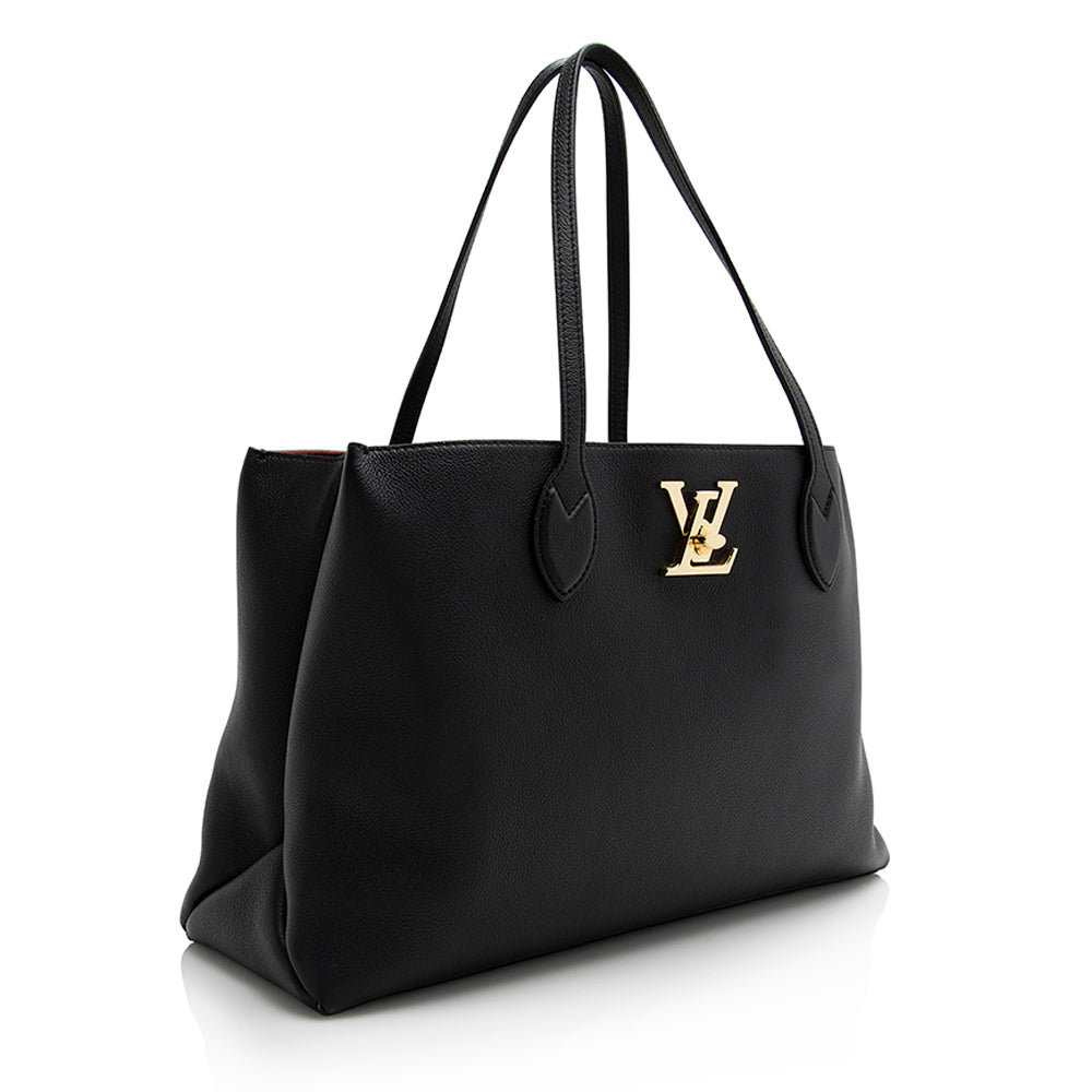 Louis Vuitton Grained Calfskin Lockme Shopper Tote (SHF-21964)