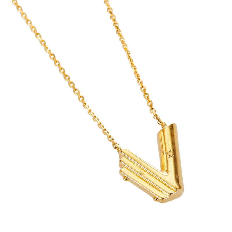 Louis Vuitton LV & Me Necklace, Letter V Gold Metal
