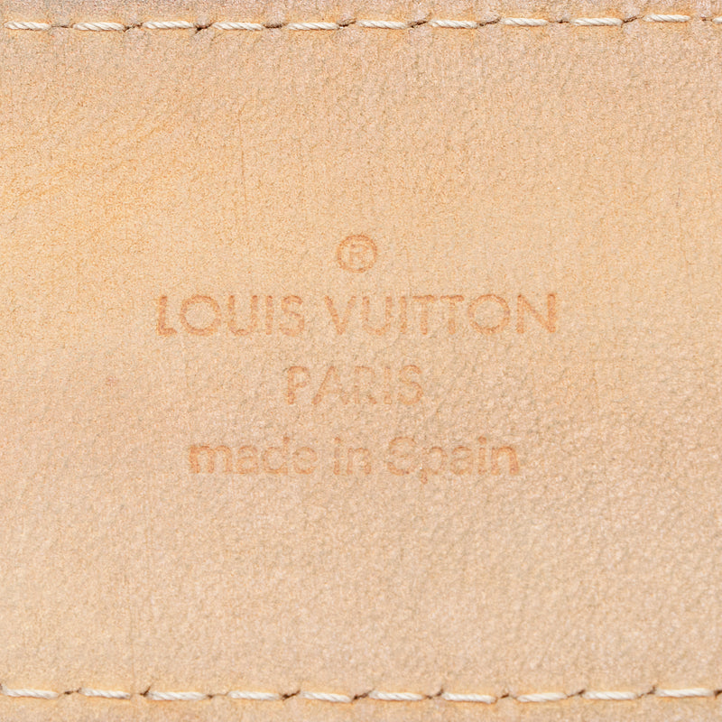 LOUIS VUITTON Logo Ceinture Jeans Belt Leather Black Silver 85/34 M6812  80YC263