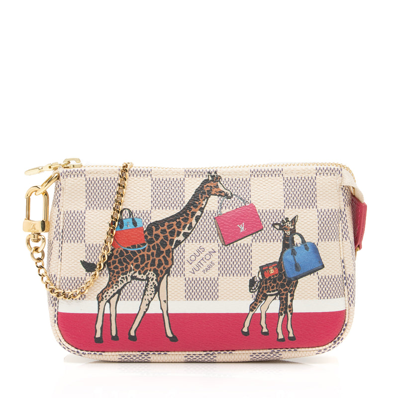 Louis Vuitton Limited Edition Damier Azur Animation Giraffe Mini Pochette Accessoires (SHF-23908)