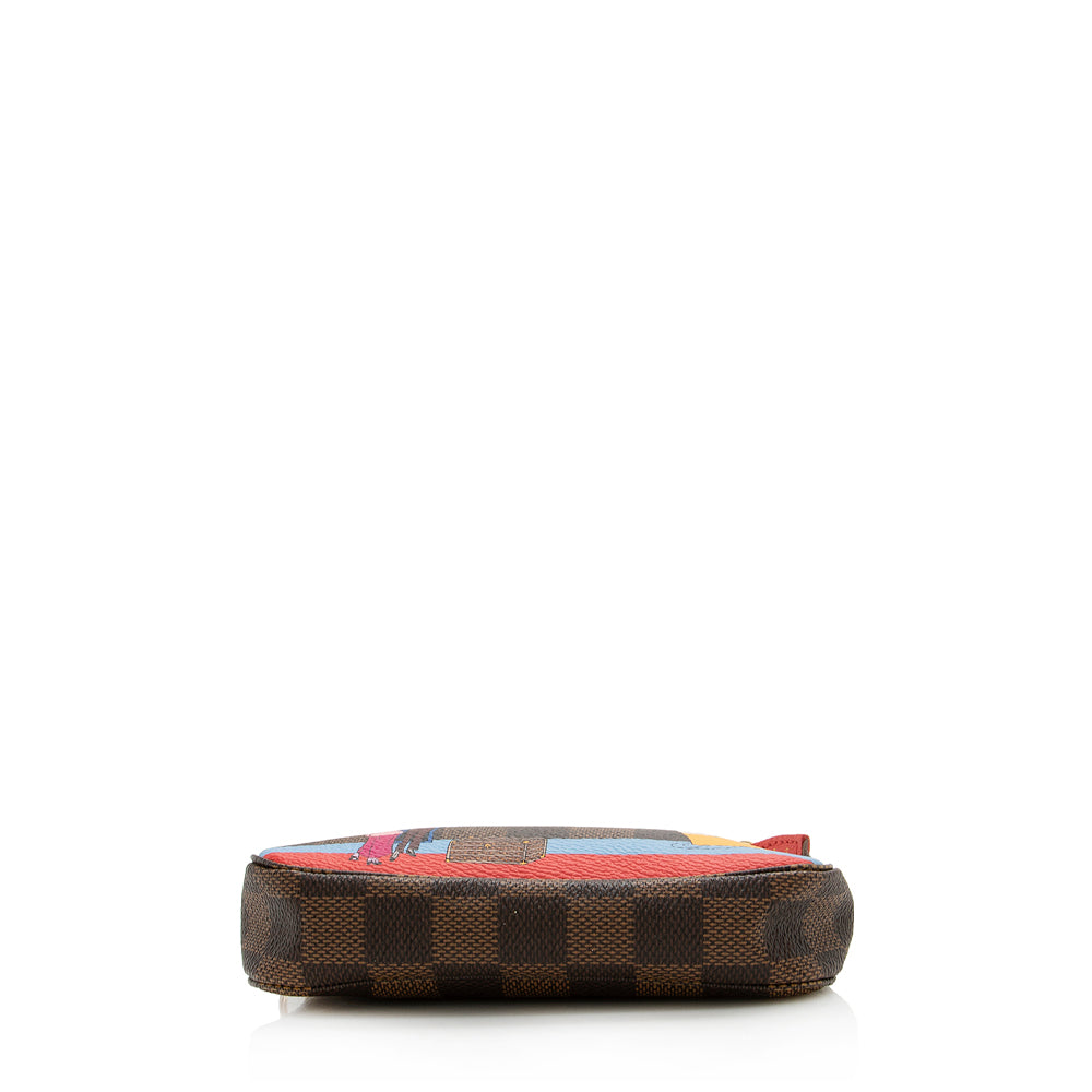 Louis Vuitton Limited Edition Damier Ebene Animation Mini Pochette (SHF-14837)