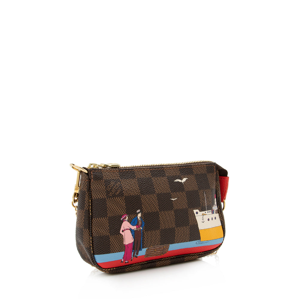 Louis Vuitton Limited Edition Damier Ebene Animation Mini Pochette (SHF-14837)
