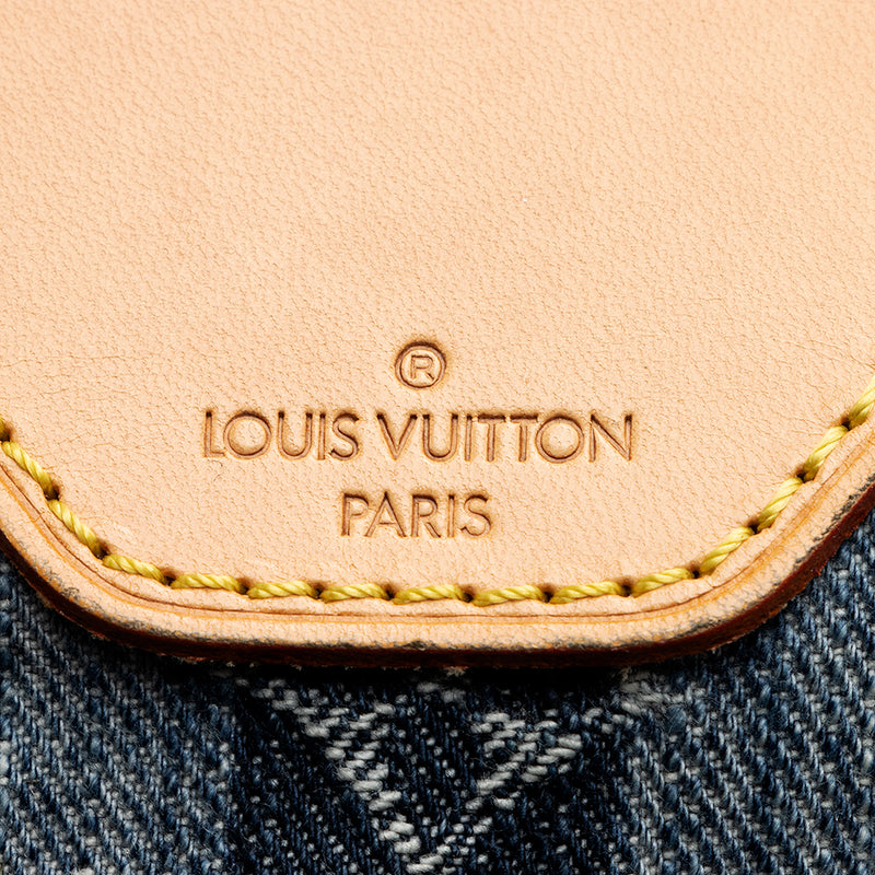Louis Vuitton Limited Edition Monogram Denim Porte Epaule Raye GM Satchel  (SHF-18305)