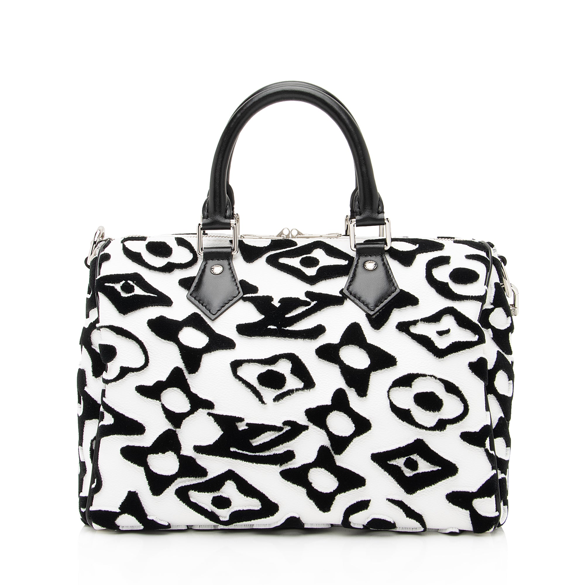 Louis Vuitton Limited Edition Tufted Monogram Canvas Urs Fischer Speedy Bandouliere 25 Satchel (SHF-23866)