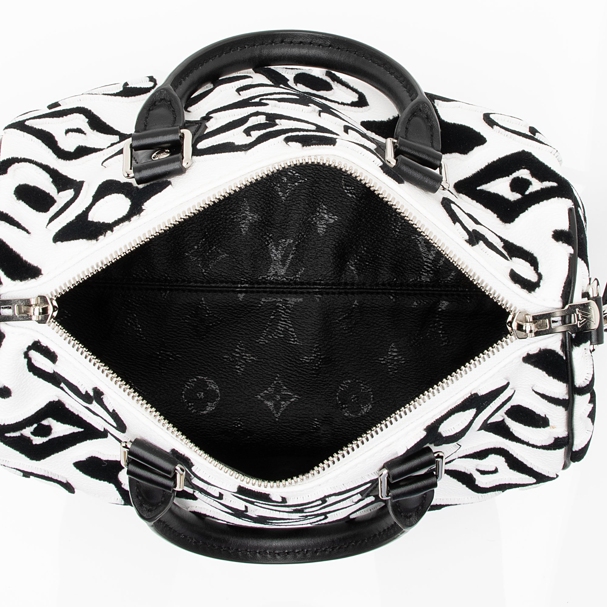 Louis Vuitton Limited Edition Tufted Monogram Canvas Urs Fischer Speedy Bandouliere 25 Satchel (SHF-23866)