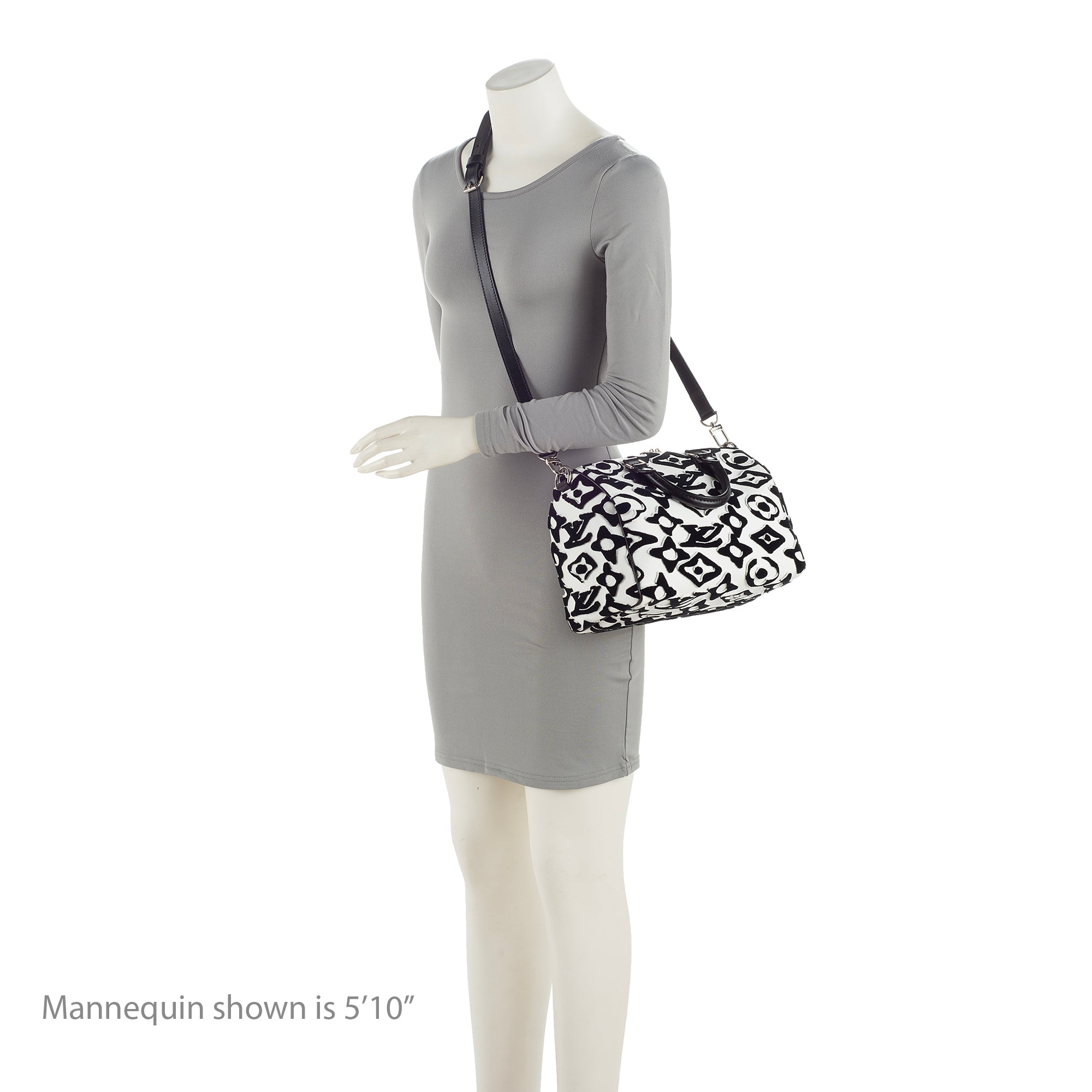 Louis Vuitton Limited Edition Tufted Monogram Canvas Urs Fischer Speedy Bandouliere 25 Satchel (SHF-23866)