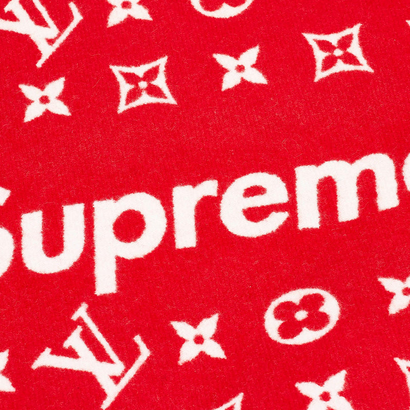 Supreme x Louis Vuitton Monogram Scarf Red Logo Authentic