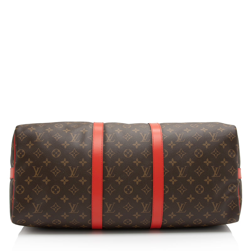 Louis Vuitton Keepall 50 Bandouliere Monogram Taiga Leather Travel Bag Red