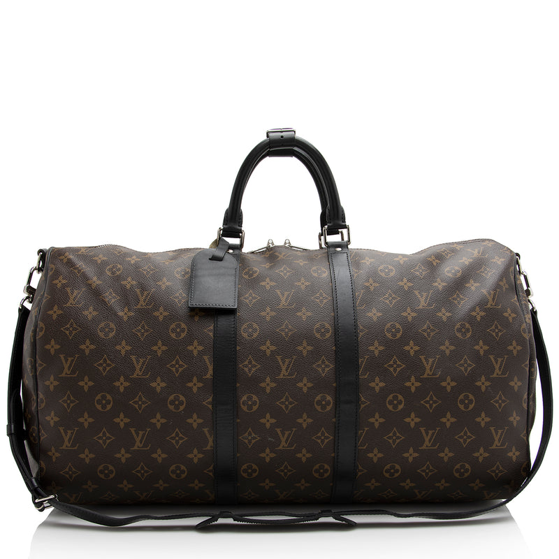 Louis Vuitton Monogram Canvas Macassar Keepall Bandouliere 55  