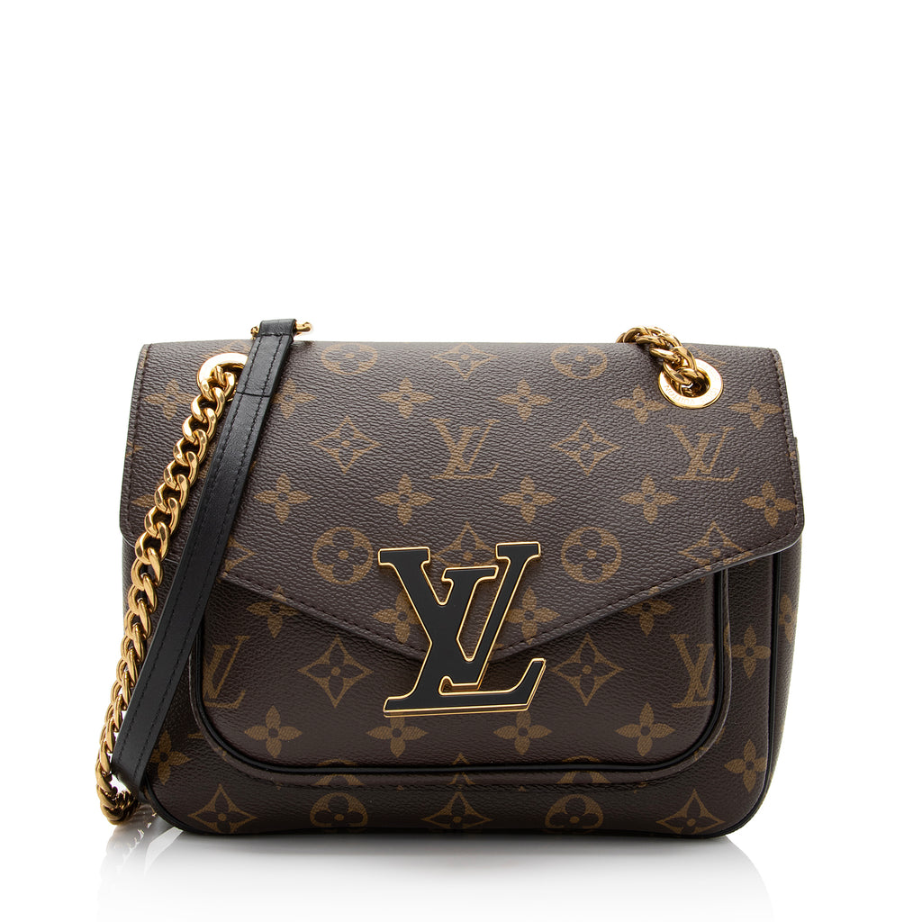 Shop Louis Vuitton Monogram Chain Leather Crossbody Logo Shoulder