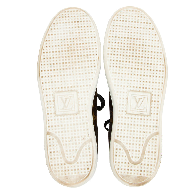 Louis Vuitton Monogram Canvas Patent Leather Front Row Sneakers - Size 8.5  / 38.5 (SHF-xaOyH3)