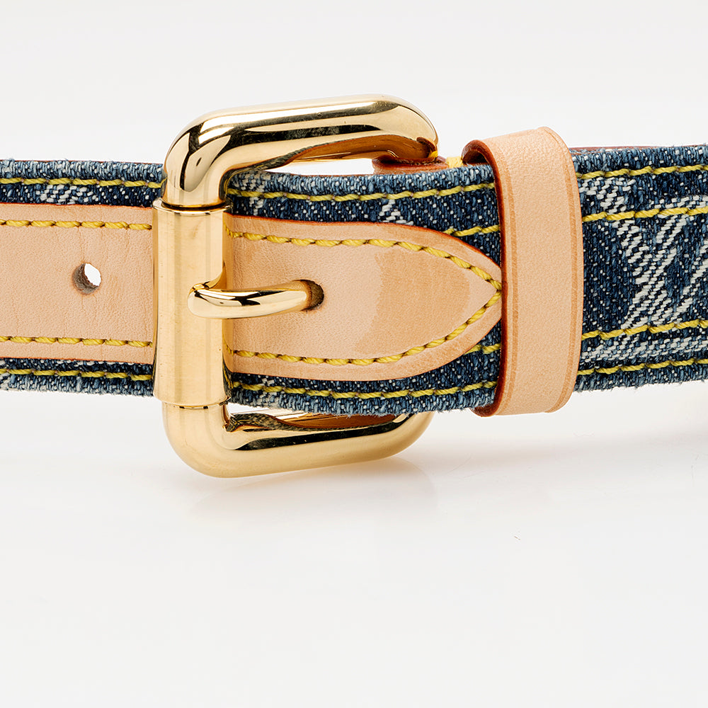 Louis Vuitton Monogram Denim Belt- Size 36 / 90 (SHF-18097)