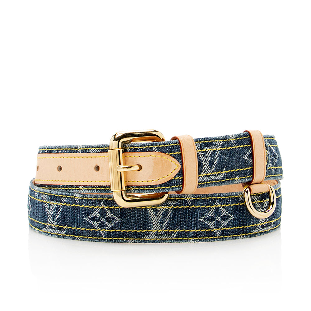 Louis Vuitton Monogram Denim Belt- Size 36 / 90 (SHF-18097)