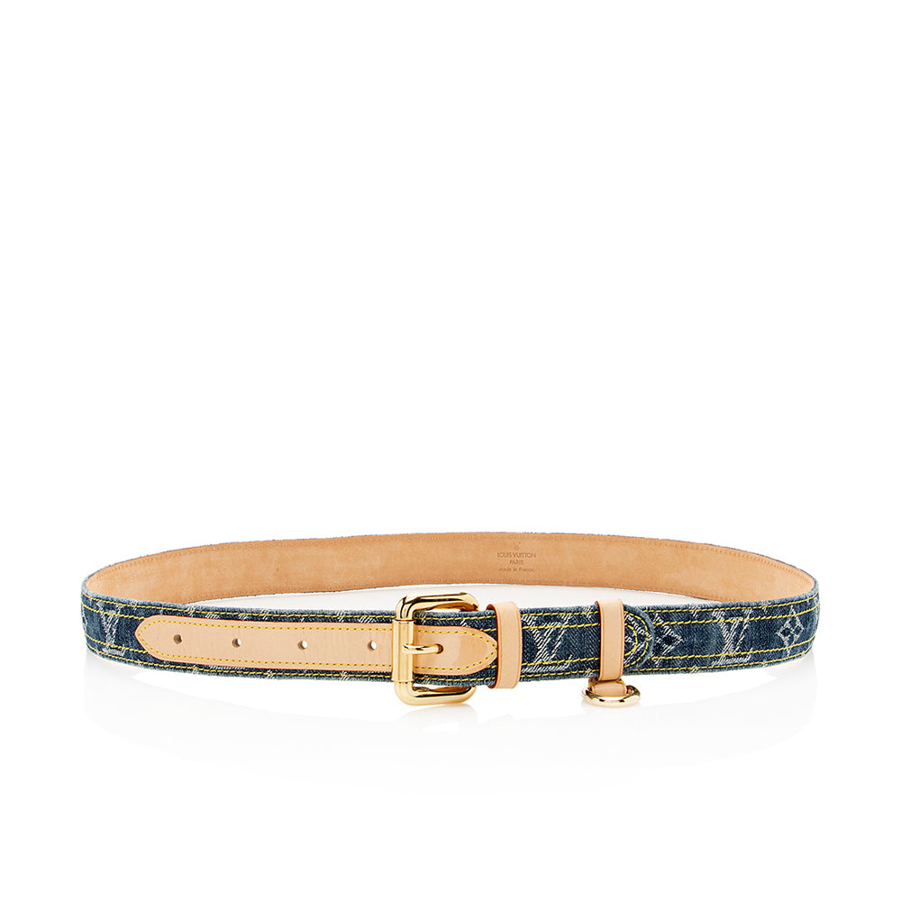 Louis Vuitton Monogram Denim Belt- Size 36 / 90 (SHF-18097)