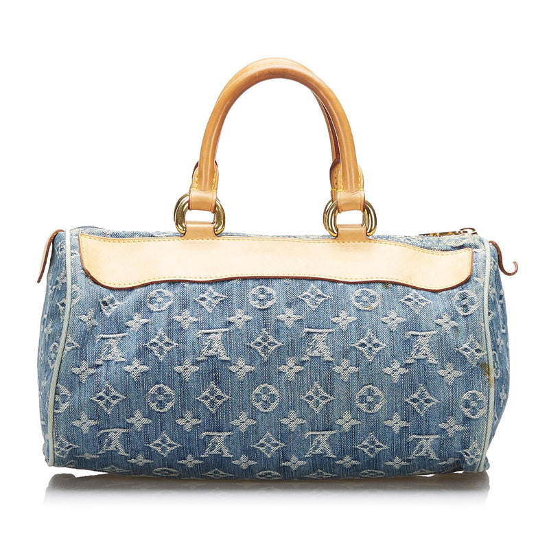 Louis+Vuitton+Speedy+Bowler+30+Blue+White+Leather for sale online