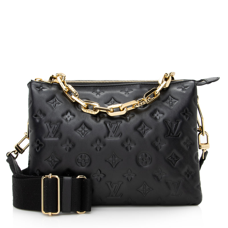 Louis Vuitton Monogram Embossed Leather Shoulder Messenger Bag Black