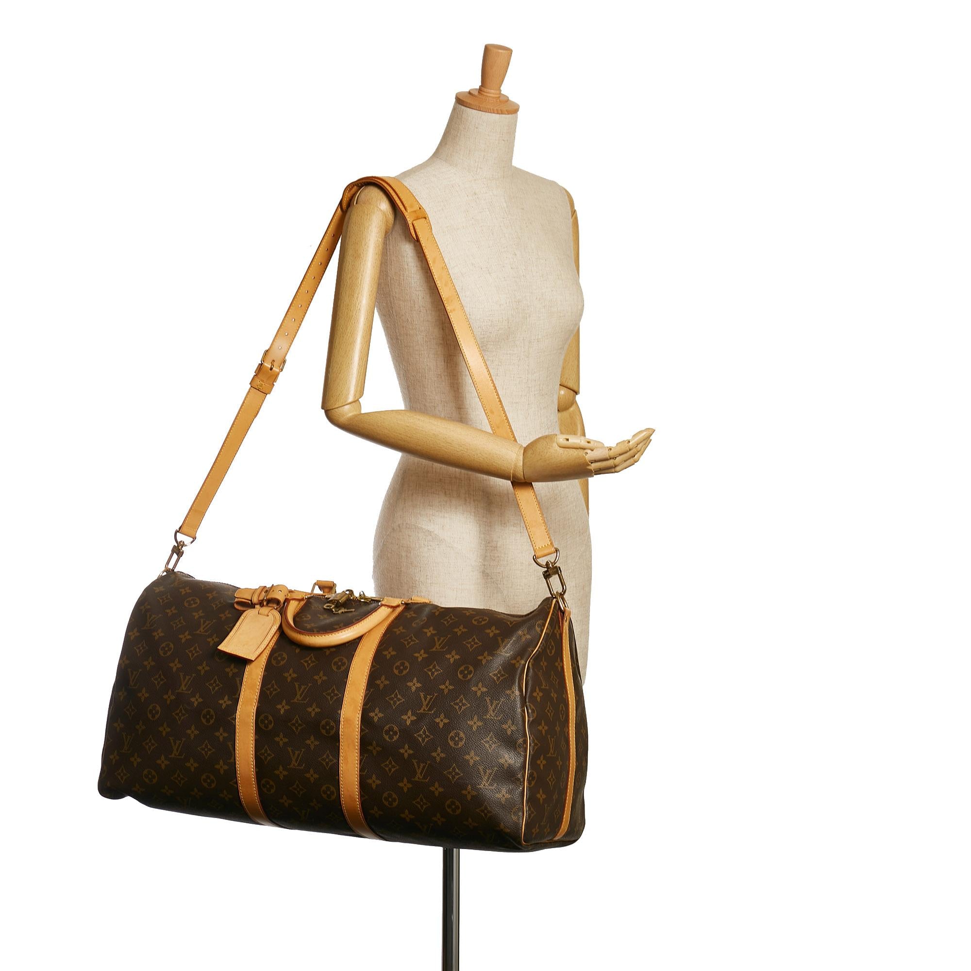 Louis Vuitton Monogram Keepall Bandouliere 55 (SHG-35829)