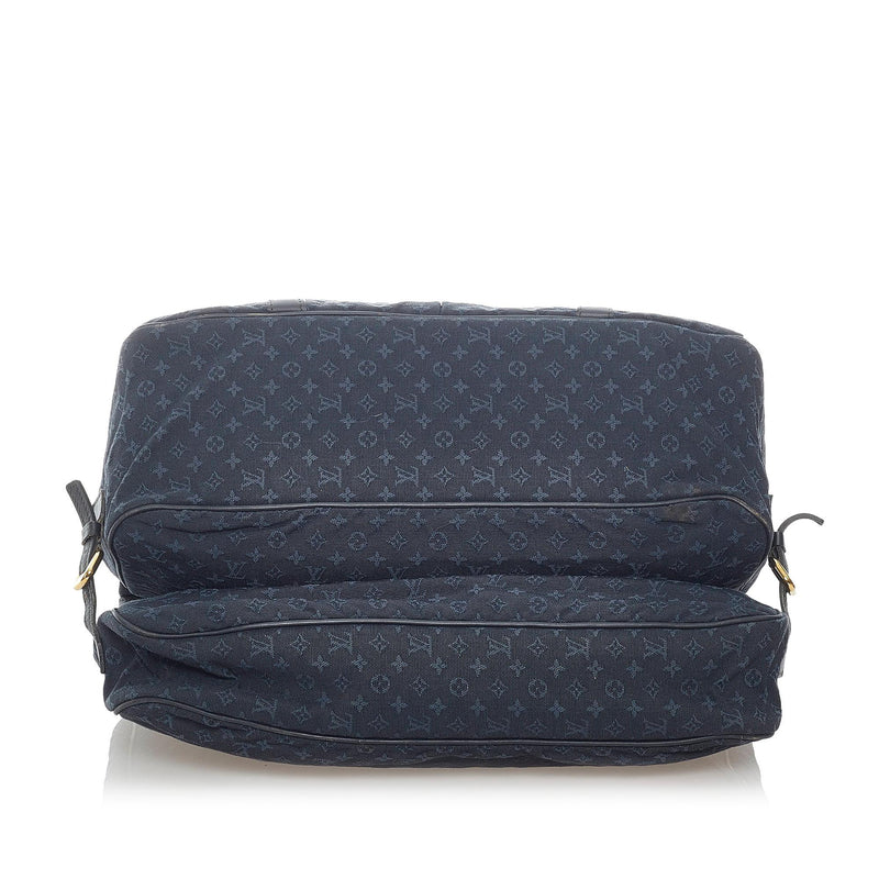 Louis Vuitton Blue Mini Lin Leather Duffel Travel Bag (Authentic Pre-Owned)