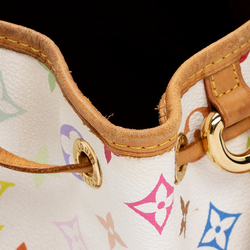 Louis Vuitton White Multicolor Monogram Canvas Leather Noe Pm Bucket Bag