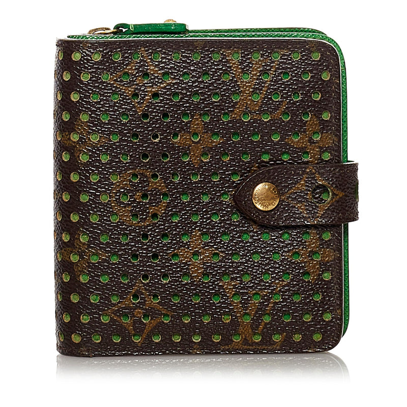 Louis Vuitton Monogram Perforated Compact Zipped Wallet (SHG-32530)