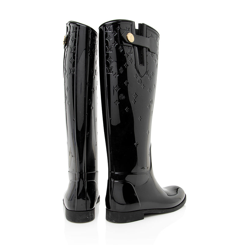 Louis Vuitton Monogram Rubber Splash Rain Boots Shoes Women 37 Black No Box  