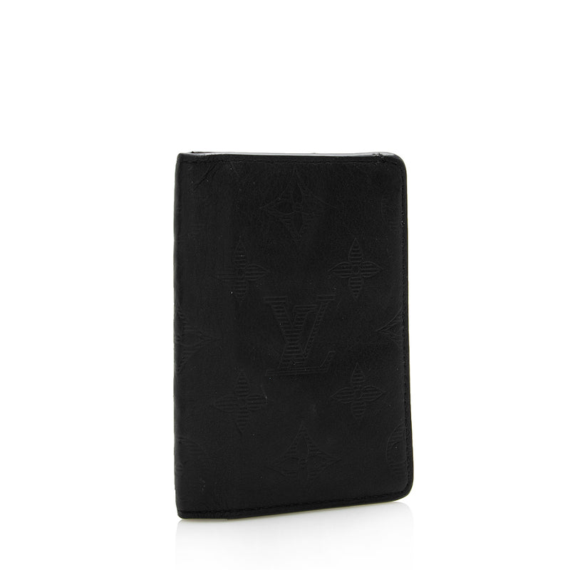Louis Vuitton Pocket Organizer MONOGRAM SHADOW Black Leather Made