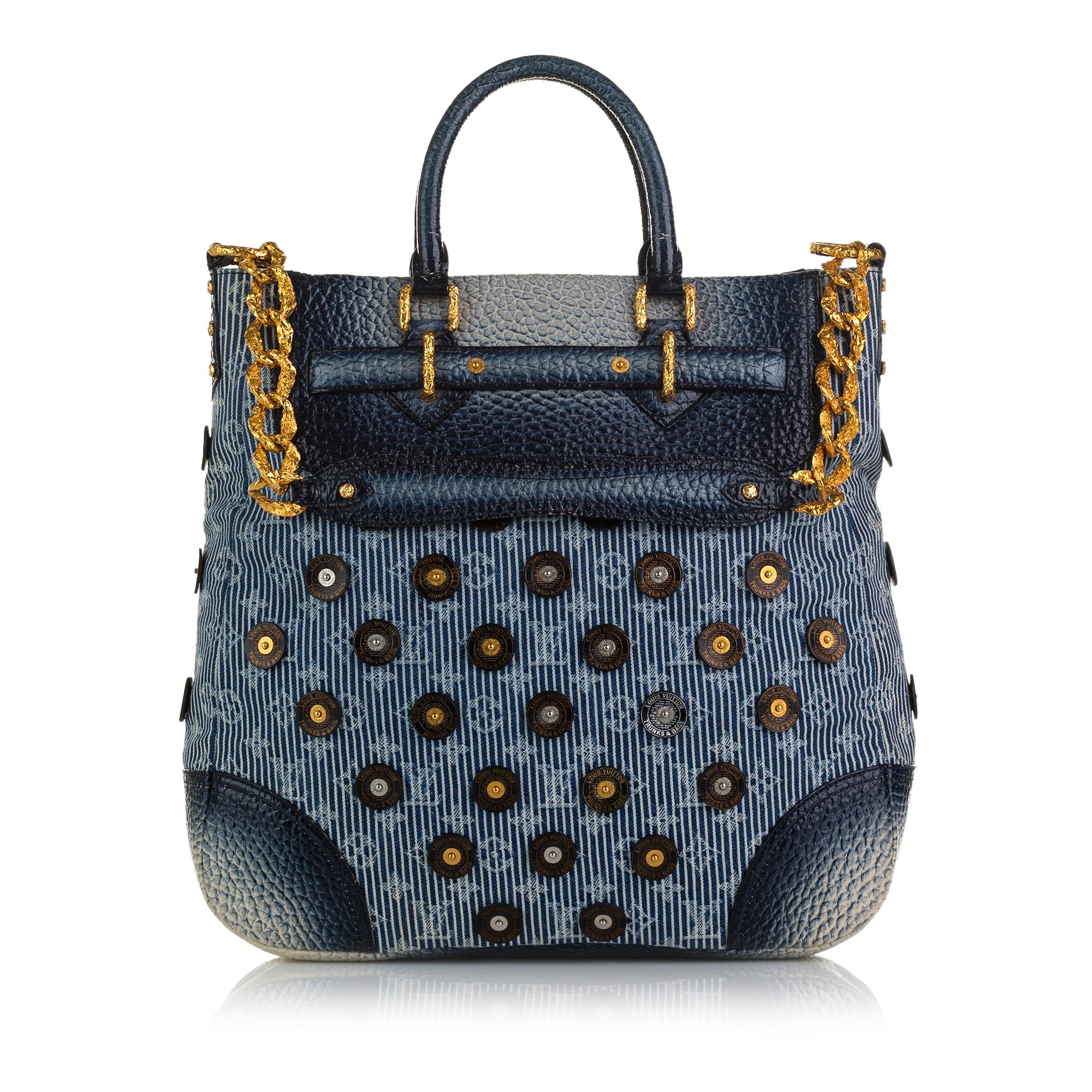 Louis Vuitton Monogram Stripes Denim Polka Dot Trunks and Bags Corsaire Tote (SHG-37846)