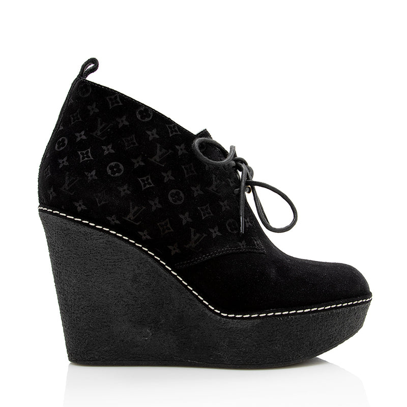 Louis Vuitton Black Damier Nubuck And Leather Run Away Lace Up
