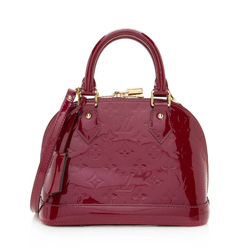 Louis Vuitton Alma Bb Monogram Vernis Satchel Shoulder Bag Red